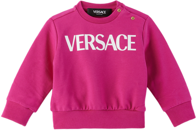 Shop Versace Baby Pink Bonded Sweatshirt In Fuxia+bianco