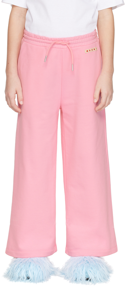 Shop Marni Kids Pink Drawsting Sweatpants In 0m340