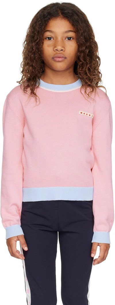 Shop Marni Kids Pink Patch Sweater In 0m340