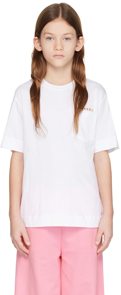 Shop Marni Kids White Crewneck T-shirt In 0m100