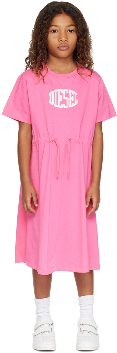 Shop Diesel Kids Pink Dempyje Dress In K378
