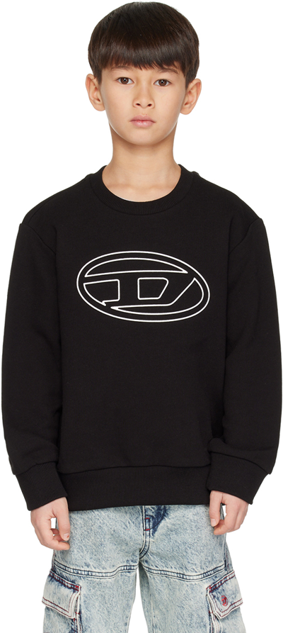 Shop Diesel Kids Black Crewneck Sweatshirt In K900