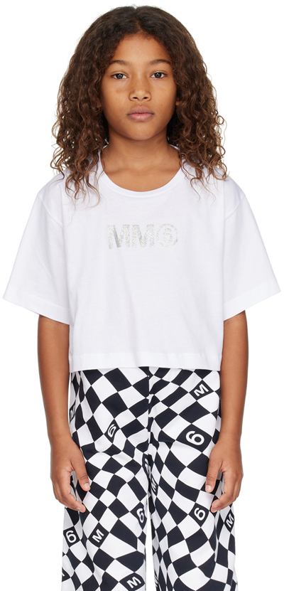 Shop Mm6 Maison Margiela Kids White Printed T-shirt In M6100