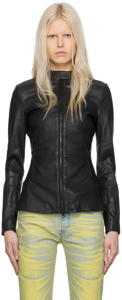 Shop Diesel Black L-sory-n1 Leather Jacket In 9xx
