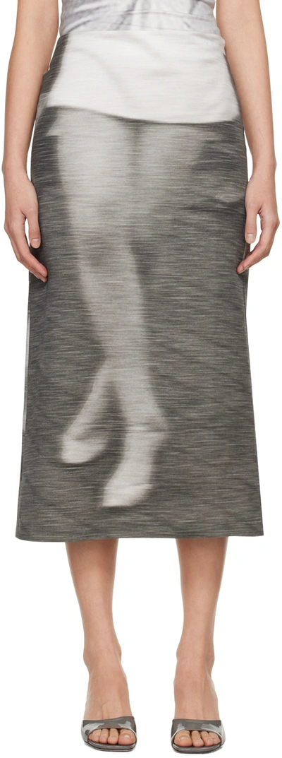 Shop Elliss Gray Dancing Midi Skirt In Print Multi
