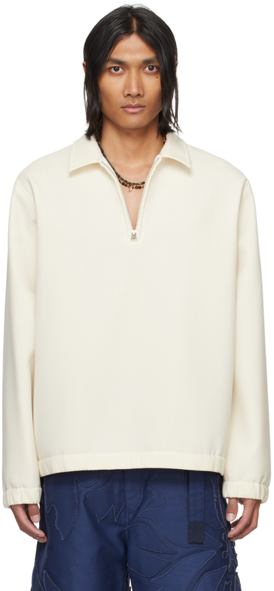 Shop Sacai Off-white Half-zip Sweatshirt In 151 Off White