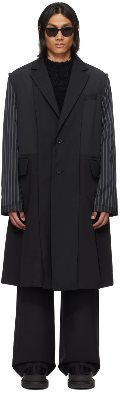 Shop Sacai Black Suiting Coat In 001 Black