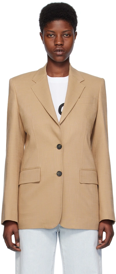 Msgm Notched-lapels Single-breasted Blazer In 23 Sand