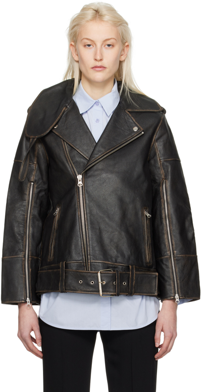 Shop By Malene Birger Black Beatrisse Leather Jacket In 050 Black