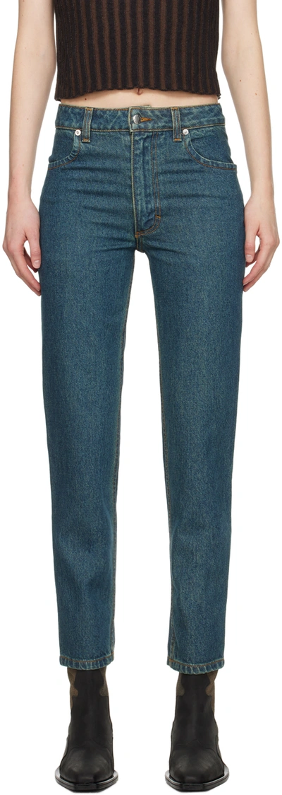 Shop Eckhaus Latta Blue Straight-leg Jeans In New Blue