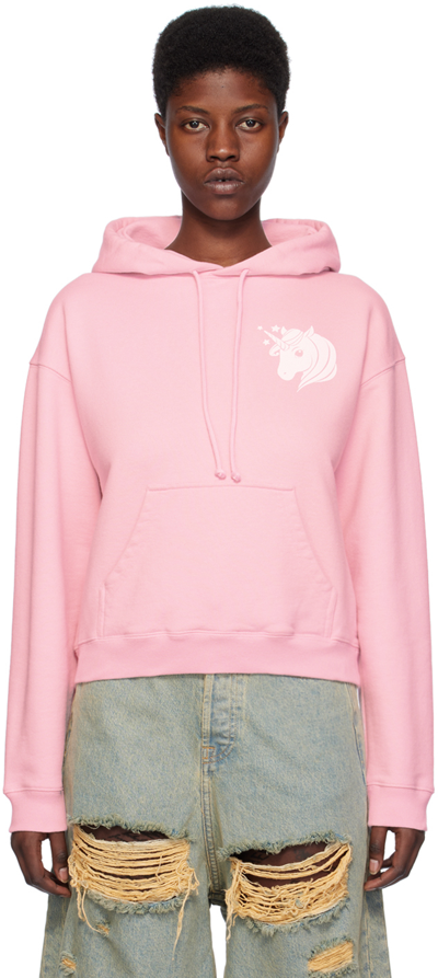 Shop Vetements Pink Unicorn Hoodie In Baby Pink