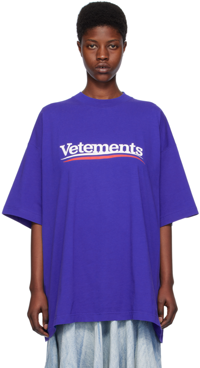 Shop Vetements Blue Campaign T-shirt In Royal Blue