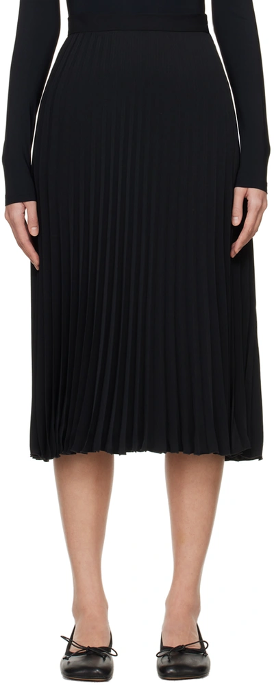 Shop Mm6 Maison Margiela Black Pleated Midi Skirt In 900 Black