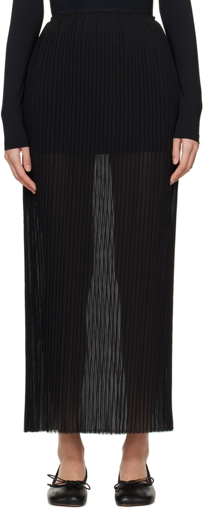 Shop Mm6 Maison Margiela Black Sheer Maxi Skirt In 900 Black