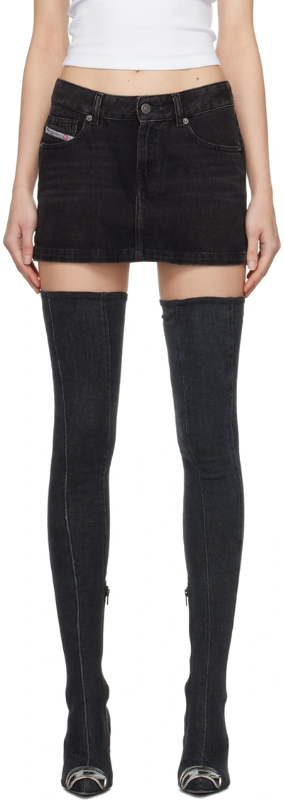 Diesel Mid-rise Denim Miniskirt In Black