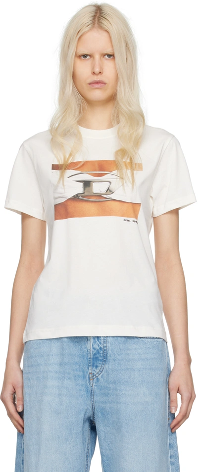 Shop Diesel Off-white T-regs-n3 T-shirt In 141