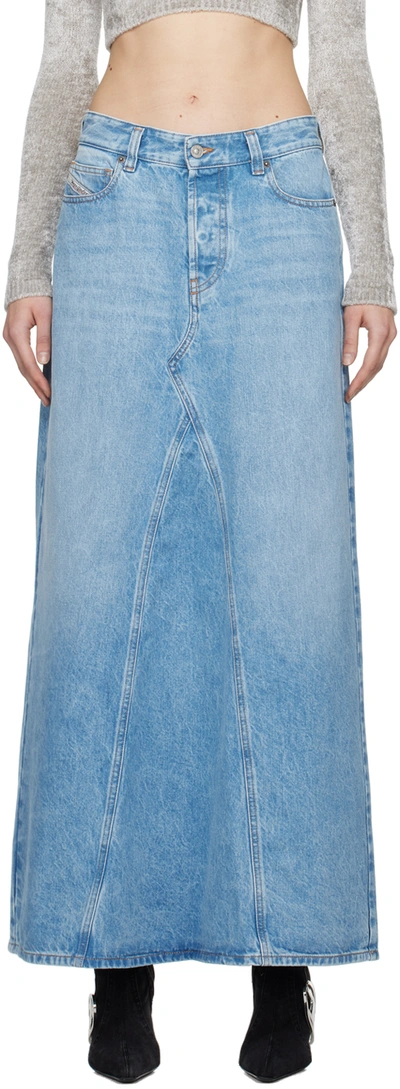 Shop Diesel Blue De-pago Denim Maxi Skirt In 1