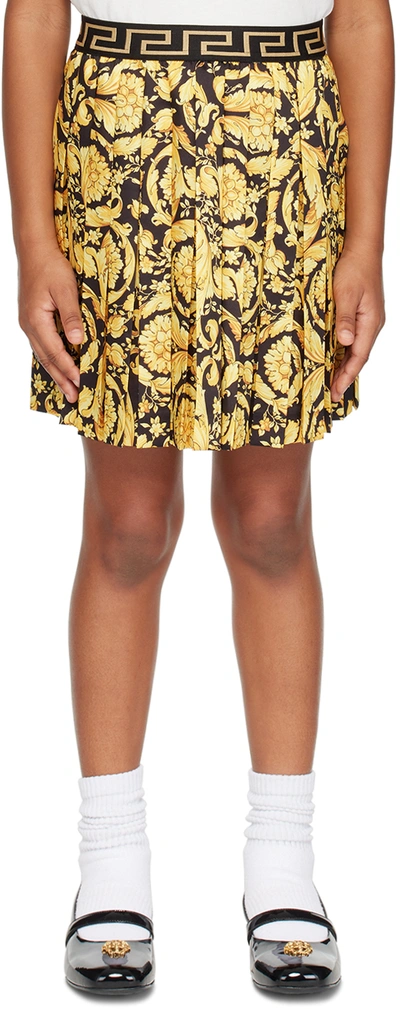Shop Versace Kids Gold & Black Barocco Skirt In Nero+oro
