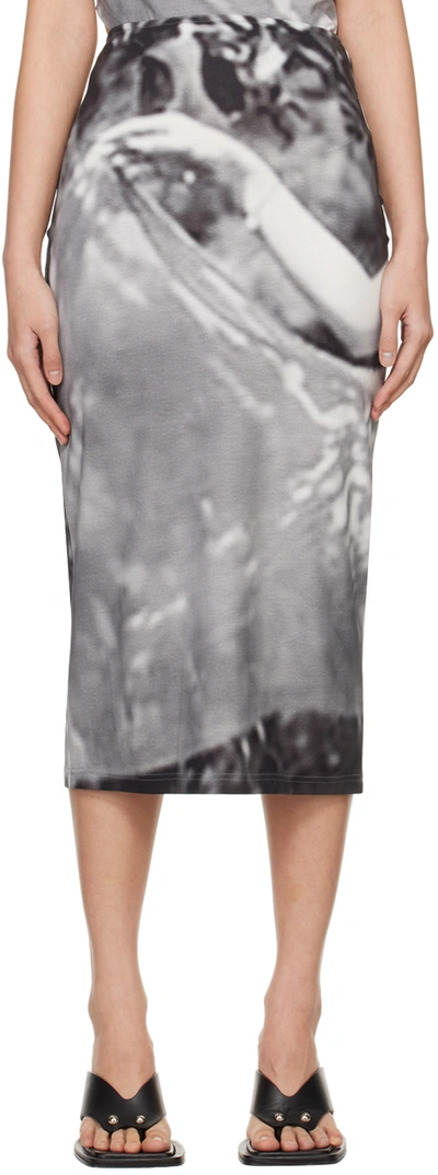 Shop Elliss Ssense Exclusive Gray Float Midi Skirt In Print Multi