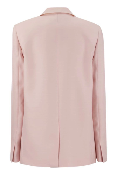 Shop Fabiana Filippi Double-breasted Jacket In Wool And Silk In Pink
