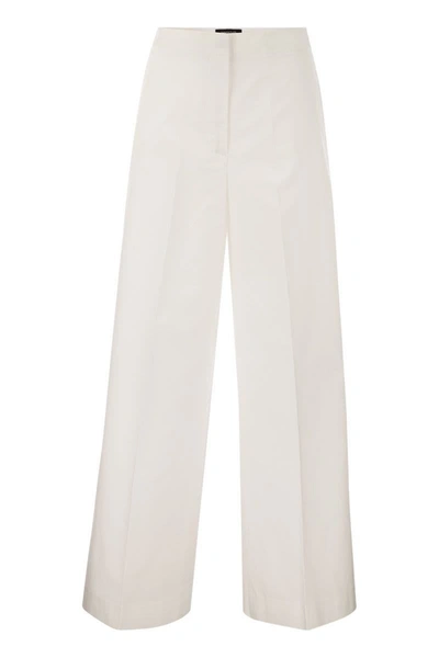 Shop Fabiana Filippi Wide Cotton Trousers In White