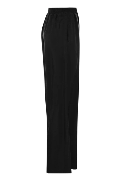 Shop Fabiana Filippi Wide Trousers In Cupro Twill In Black