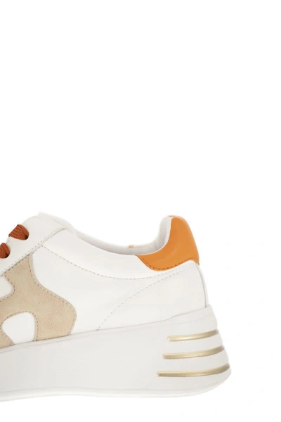 Shop Hogan Rebel - Sneakers In White/orange/beige