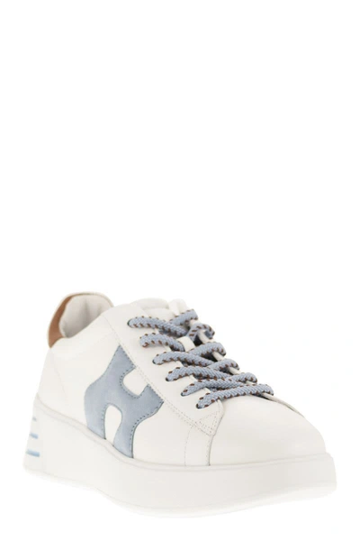 Shop Hogan Rebel - Sneakers In White/light Blue/cognac