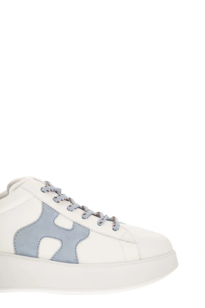 Shop Hogan Rebel - Sneakers In White/light Blue/cognac