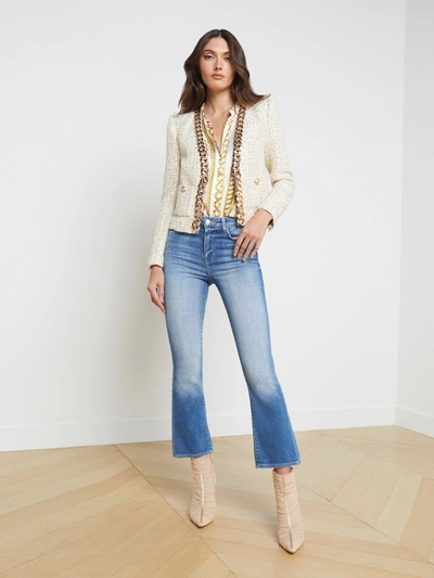 Shop L Agence Greta Chain Jacket In Champagne/gold