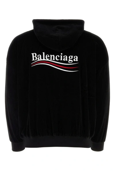 Shop Balenciaga Man Black Velvet Sweatshirt