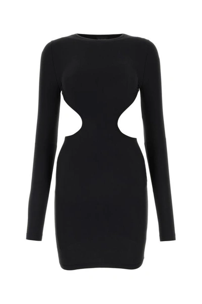 Shop Balenciaga Woman Black Stretch Nylon Mini Dress