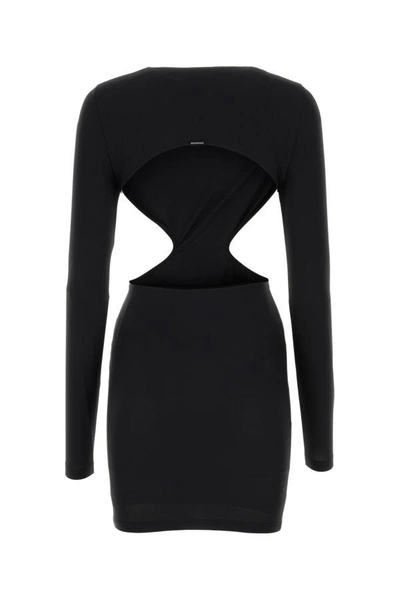 Shop Balenciaga Woman Black Stretch Nylon Mini Dress