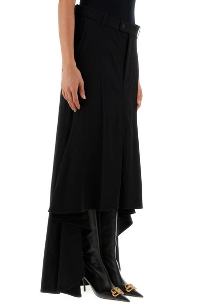 Shop Balenciaga Woman Black Wool Blend Deconstructed Godet Skirt