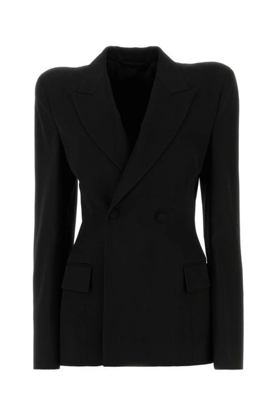 Shop Balenciaga Woman Black Wool Blazer
