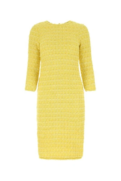Shop Balenciaga Woman Yellow Fabric Back-to-front Midi Dress