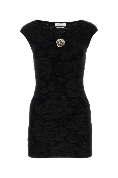 Shop Blumarine Woman Black Polyester Blend Mini Dress
