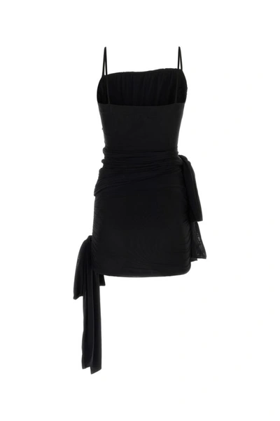 Shop Blumarine Woman Black Stretch Nylon Mini Dress