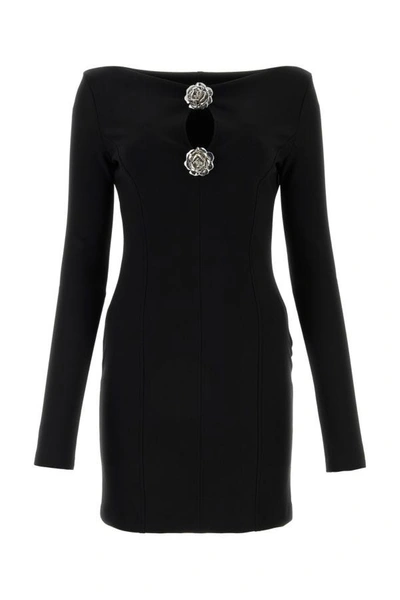 Shop Blumarine Woman Black Stretch Viscose Blend Mini Dress