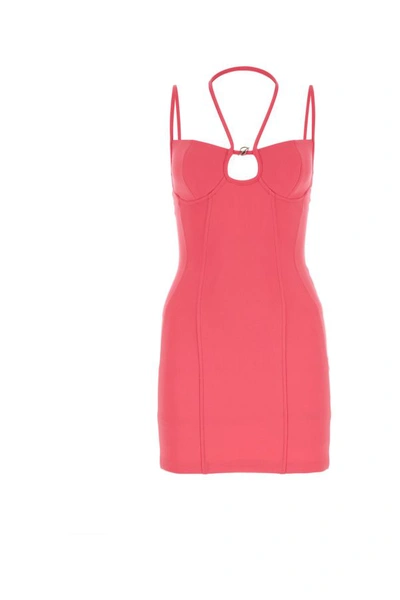Shop Blumarine Woman Fuchsia Stretch Viscose Blend Mini Dress In Pink