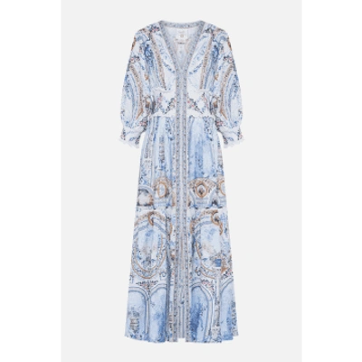 Shop Camilla Season Of The Siren Waistband Linen Maxi Dress Size: L, Col: