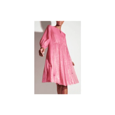 Shop Luisa Cerano Cerano Sheer Tie Waist Midi Dress Col: Pink