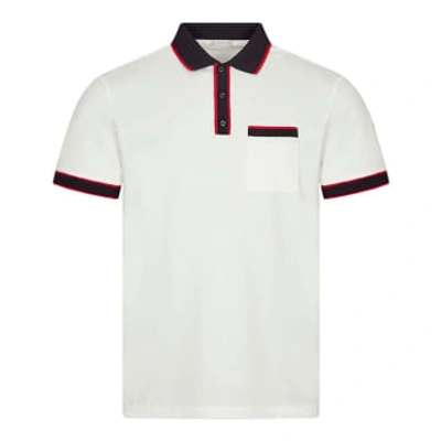 Shop Moncler Contrast Placket Polo Shirt In White