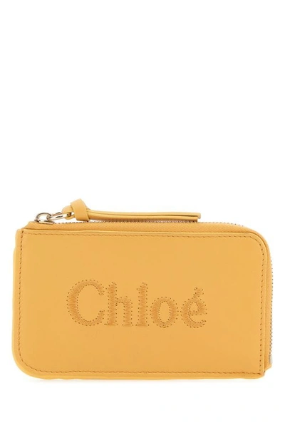 Shop Chloé Chloe Woman Mustard Leather Card Holder In Yellow