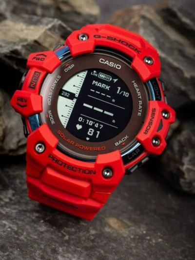 Pre-owned Casio G-shock Gbd-h1000-4a G-squad Series Red/black Gbdh1000