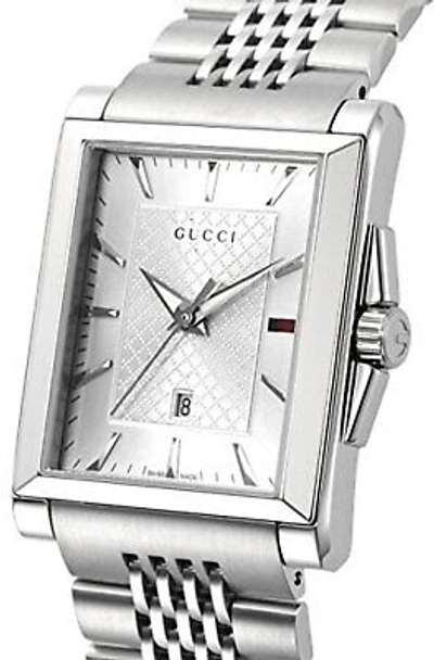 Pre-owned Gucci Watch Rectangle Silver Dial Date Ya138403 Mens F/s W/tracking Japan