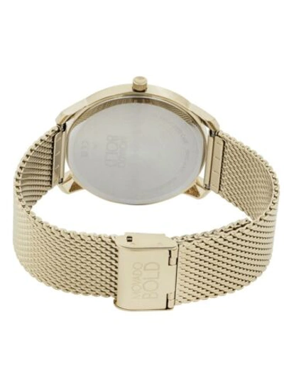 Pre-owned Movado Brand  Bold Thin Men's Gold Tone Stainless Steel Quartz Watch 3600903