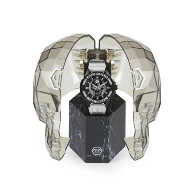 Pre-owned Philipp Plein Men's Watch Analog Quartz The $ Kull Carbon Fiber Pwaaa1822