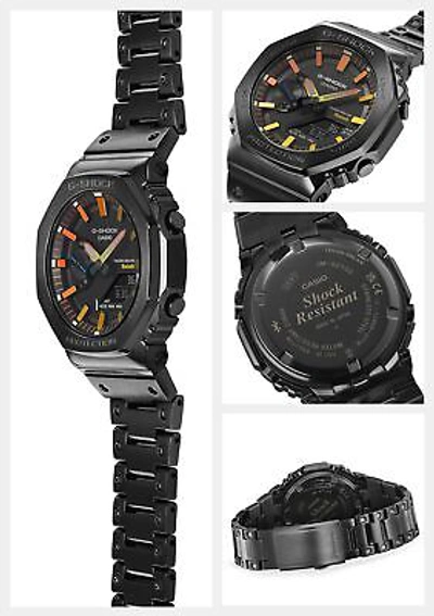Pre-owned Casio G-shock Gm-b2100bpc-1ajf Rainbow X Black Men Watch Stainless Steel