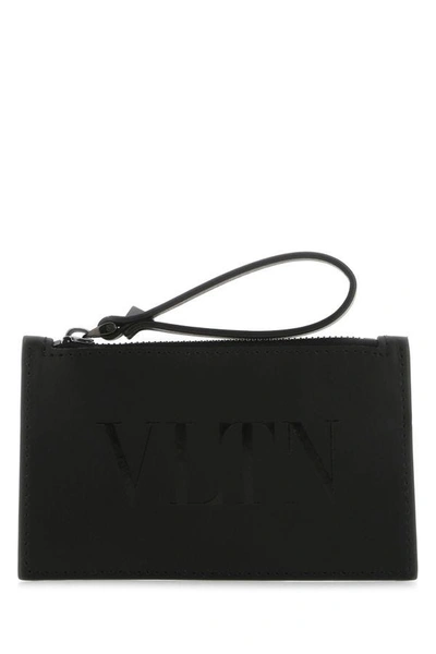 Shop Valentino Garavani Man Black Leather Card Holder